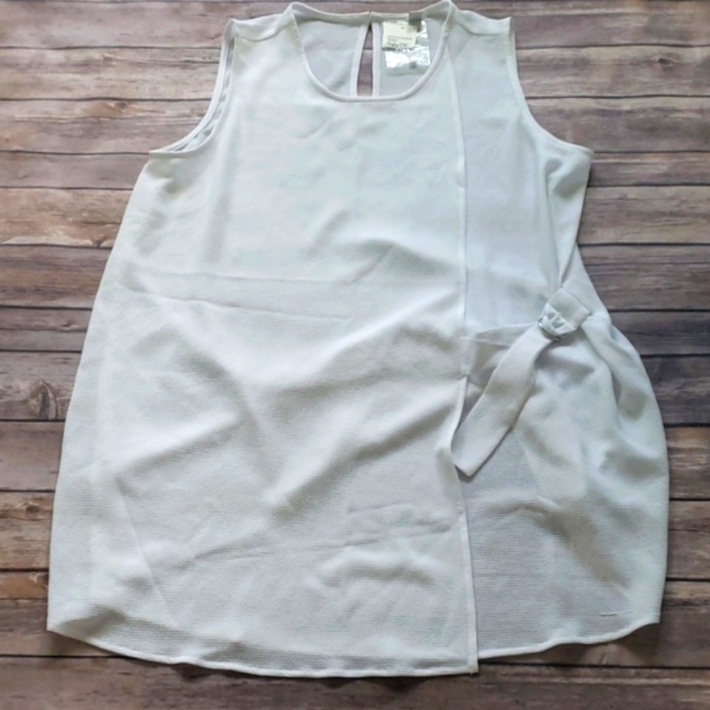 Cato white faux wrap top with adjustable side buckle NWT